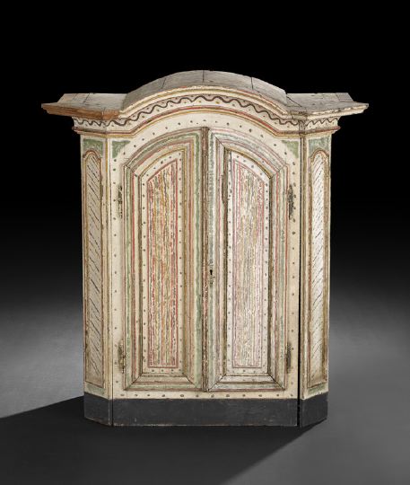 Appraisal: Continental Provincial Polychromed Cabinet early th century the domed and