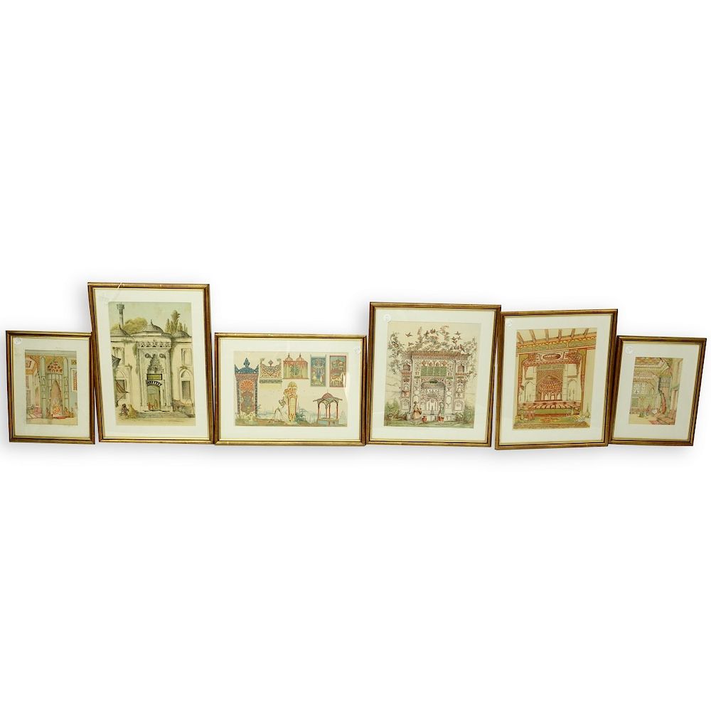 Appraisal: Six French School Lithograph Prints Grouping of Six French School