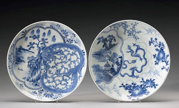 Appraisal: Two Arita porcelain chargers Meiji Period Each painted in shades