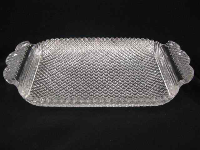 Appraisal: Brilliant Period Cut Glass Tray rectangular handled strawberry diamond design