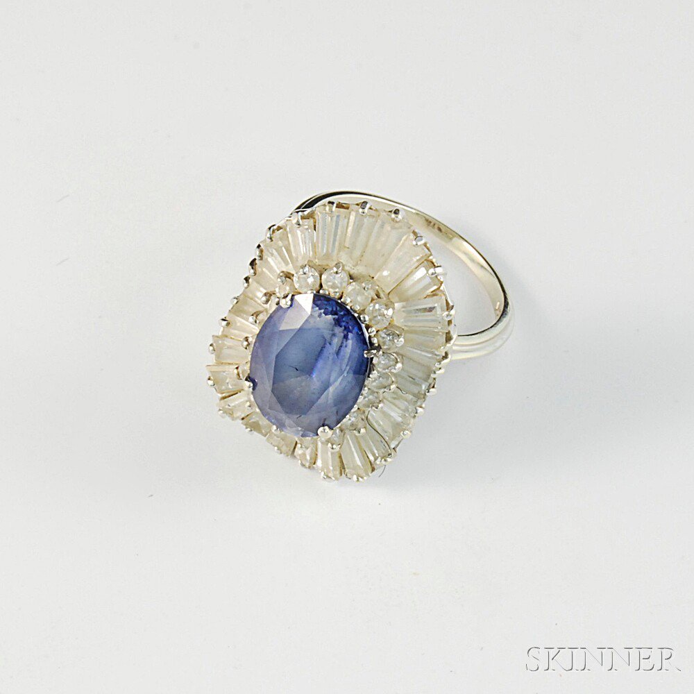 Appraisal: kt White Gold Sapphire and Diamond Ballerina-style Cocktail Ring the