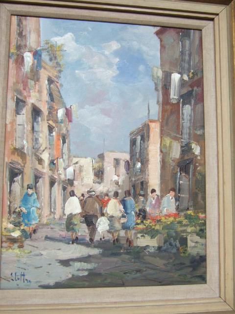 Appraisal: Lutton th century Street scene oil on canvas together with