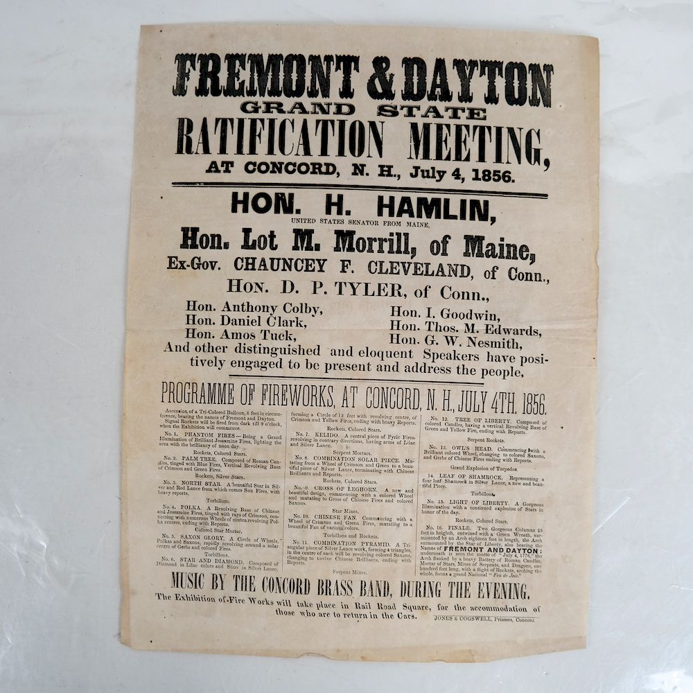 Appraisal: Fremont Dayton Ratification Handbill Poster Paper handbill poster for John