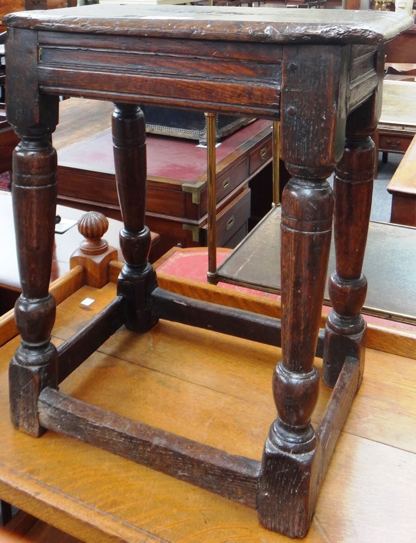 Appraisal: A th century and later oak joint stool on turned