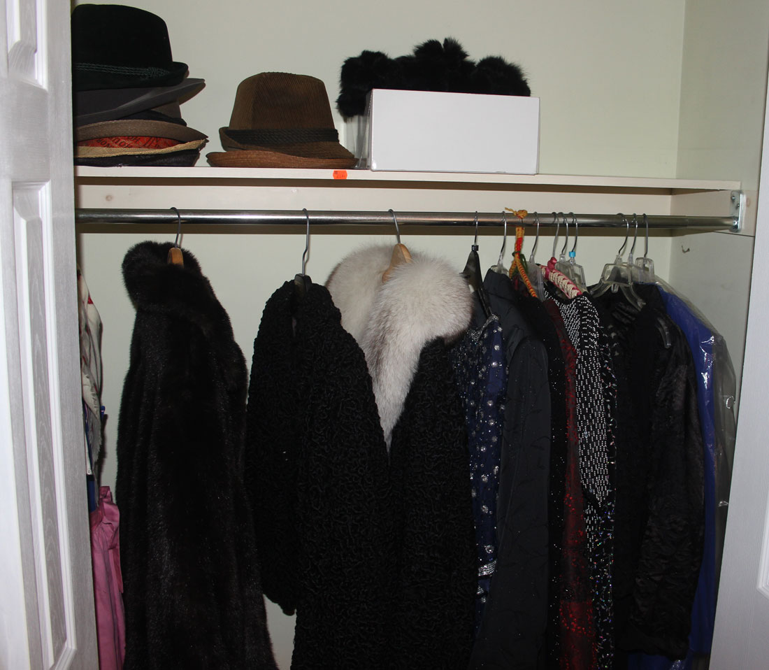 Appraisal: a Assortment of ladies clothing furs men's hats