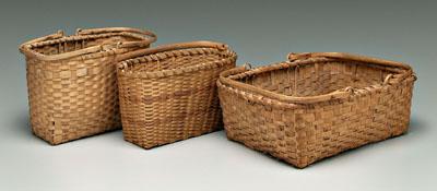 Appraisal: Three maple split baskets all with bentwood hinged handles one