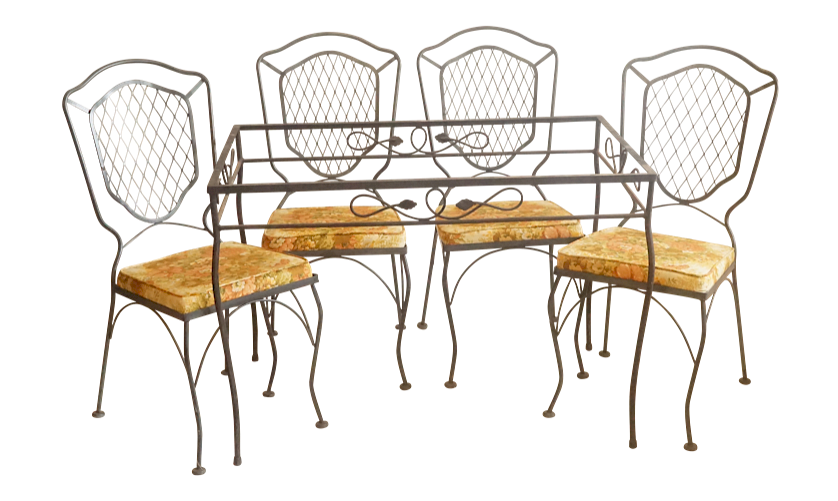 Appraisal: Wrought Iron Patio Dining Set Attributed to Salterini Lot Wrought