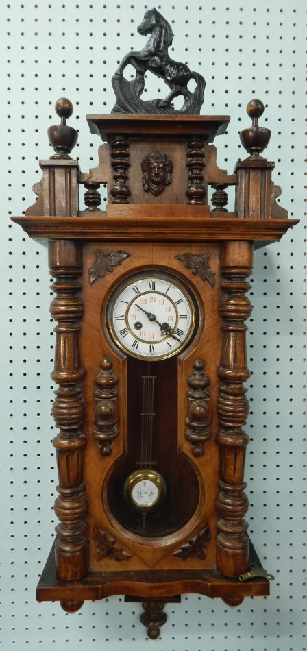 Appraisal: A late thC early thC Vienna style walnut wall clock