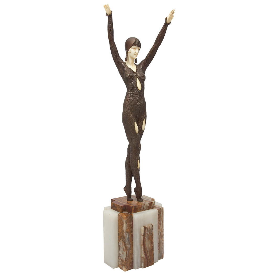 Appraisal: Art Deco Style Bronze and Ivory Figure of a Dancer