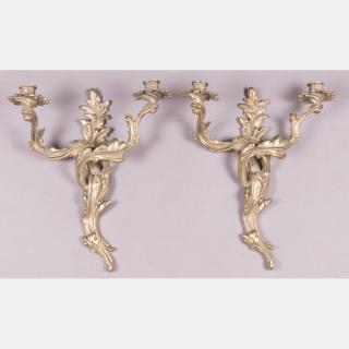 Appraisal: A Pair of Louis XV Style Gilt Brass Two Arm