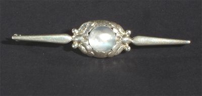 Appraisal: A Georg Jensen silver and moonstone bar brooch model no