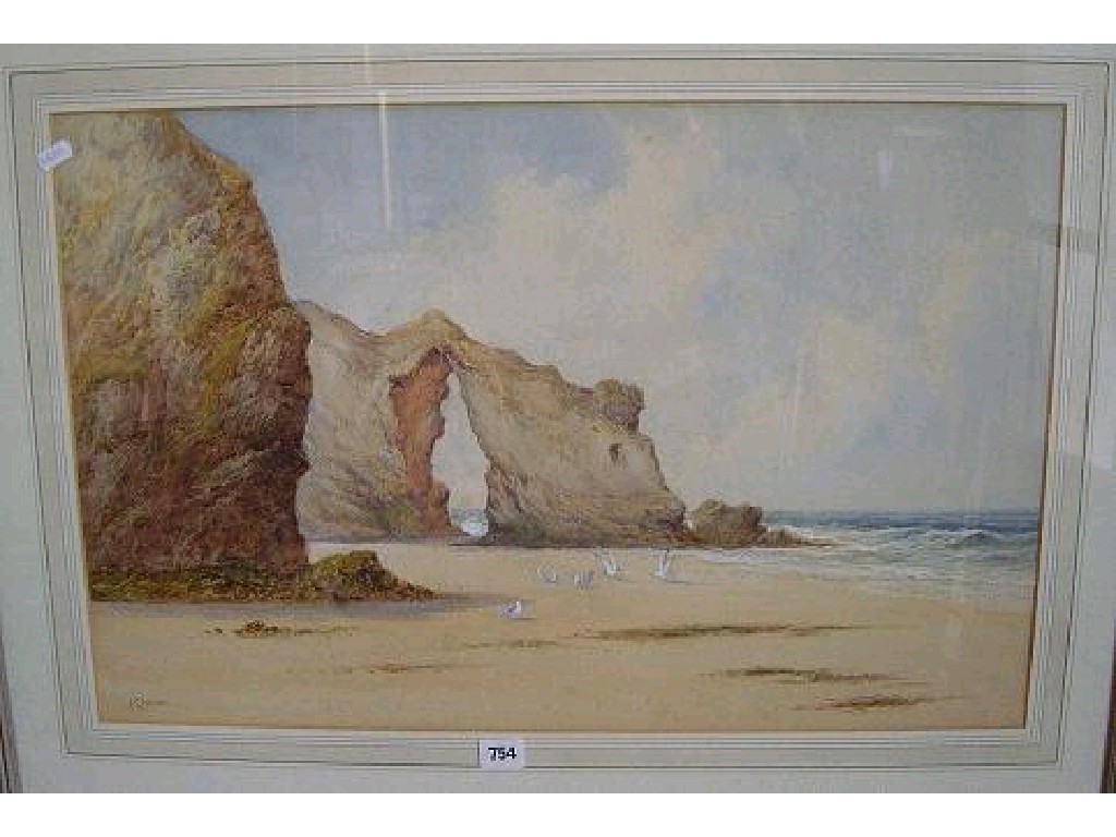 Appraisal: An early th century watercolour of a beach scene with