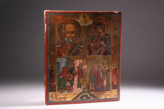 Appraisal: RUSSIAN QUADRIPARTITE ICON Second half th century The four scenes