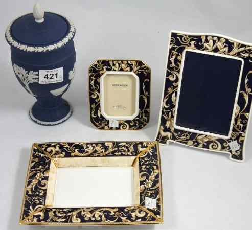 Appraisal: Wedgwood Dark Blue Jasper Tall Vase and set of Wedgwood