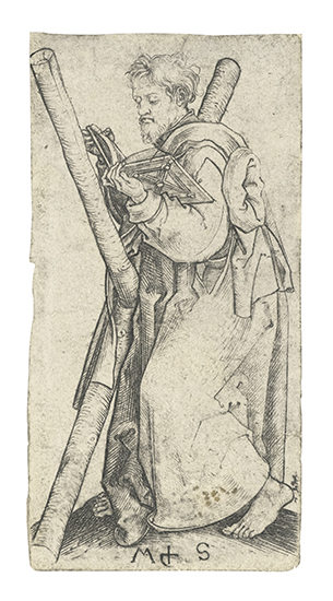 Appraisal: MARTIN SCHONGAUER St Andrew Engraving circa x mm x inches