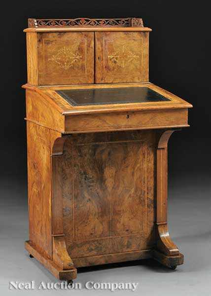 Appraisal: A William IV Inlaid and Burl Walnut Davenport Desk c