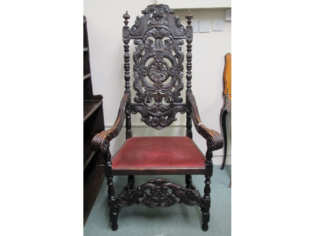 Appraisal: Victorian carved oak hall chair