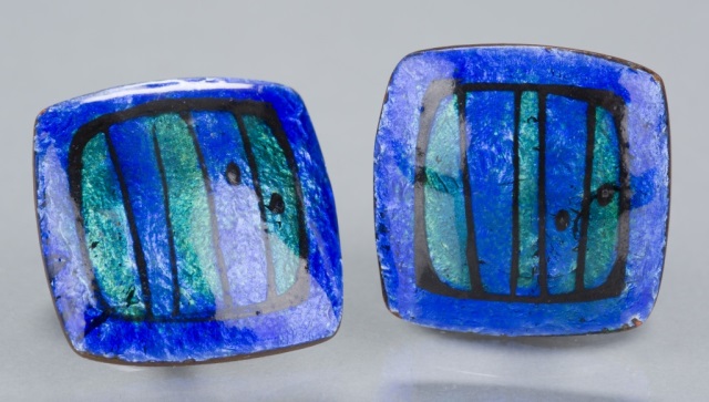 Appraisal: Signed Jytte Borg Enamel Cufflinks Swedish