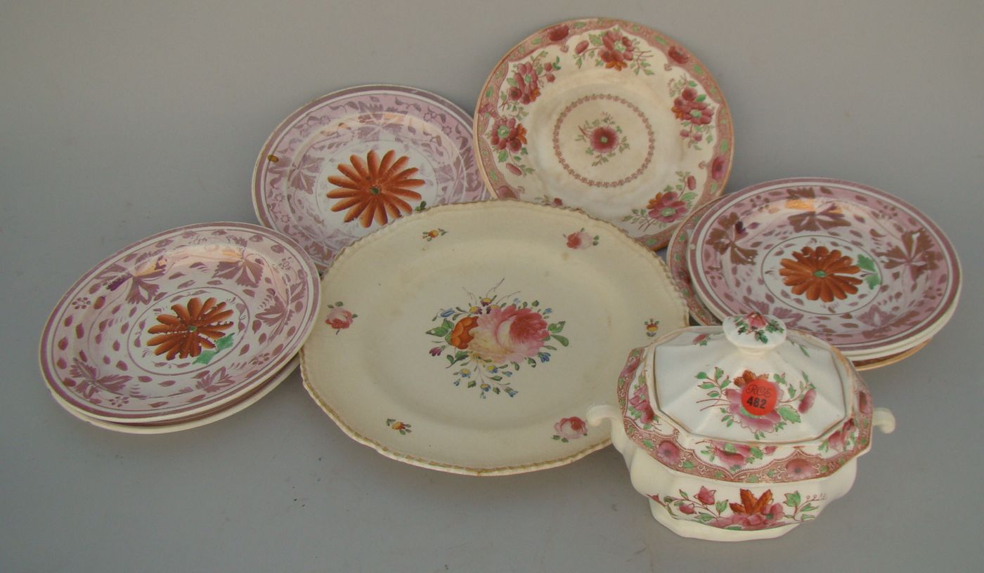 Appraisal: ASSEMBLED STAFFORDSHIRE POTTERY TEA SET th CenturyWith floral decoration Consists