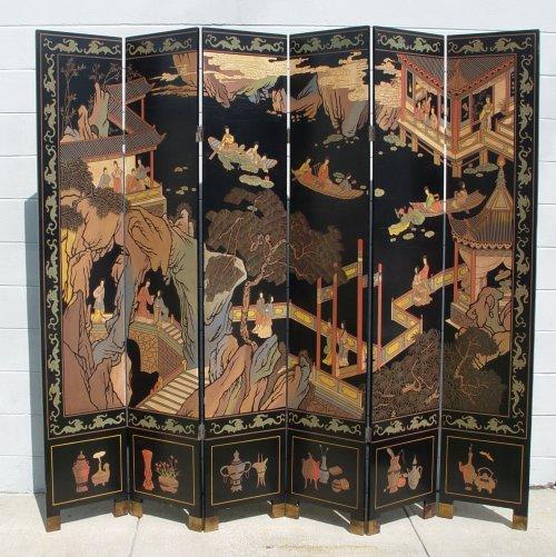 Appraisal: CHINESE PANEL COROMANDEL SCREEN '' tall Back is as beautiful