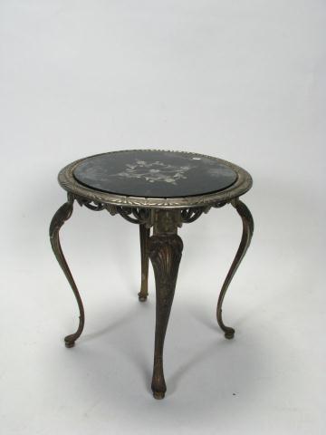 Appraisal: French Style Cast Metal Lamp Table with glass top having