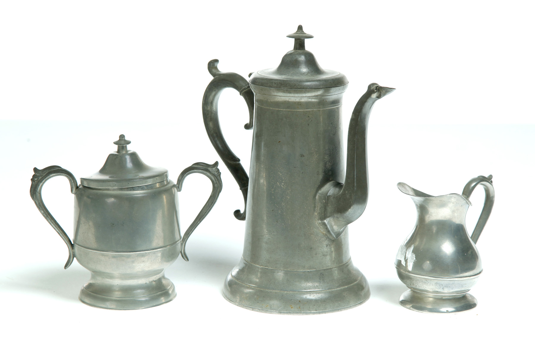 Appraisal: THREE PIECES OF SELLEW PEWTER Ohio mid th century Matching