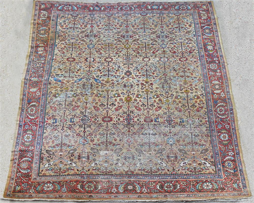 Appraisal: ANTIQUE PERSIAN SULTANABAD RUG having stylized flowers in an interconnected