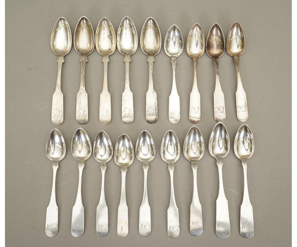 Appraisal: Five coin silver teaspoons by Harvey Lewis Philadelphia circa together