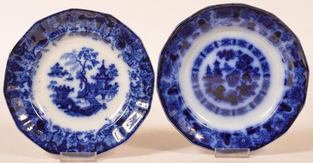 Appraisal: Two Flow Blue Ironstone China Plates Two Flow Blue Ironstone