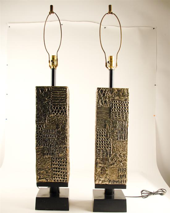 Appraisal: Pair of Metallic Lamps Brutalist style in the manner of