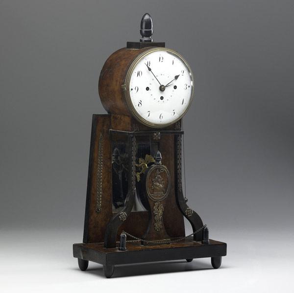 Appraisal: BIEDERMEIER MANTLE CLOCK With porcelain dial triple-wind movement with repeater