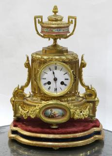 Appraisal: Louis XV style gilt bronze and porcelain mantle clock Louis