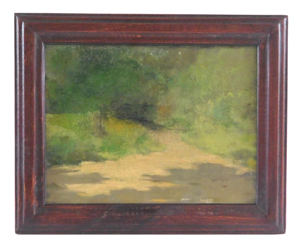 Appraisal: Burr Sisters Road and Shadows oil on canvas framed depicts