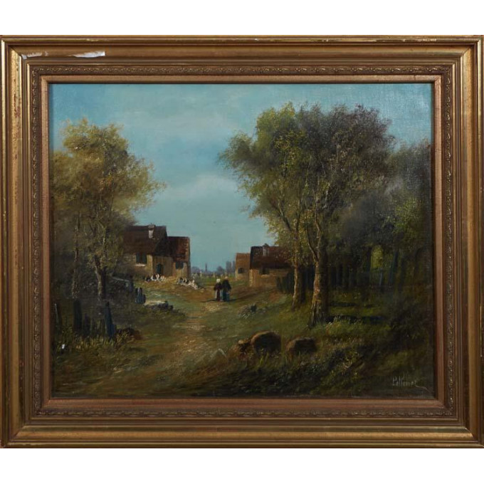 Appraisal: Pol Petier French Village Scene early th c oil on