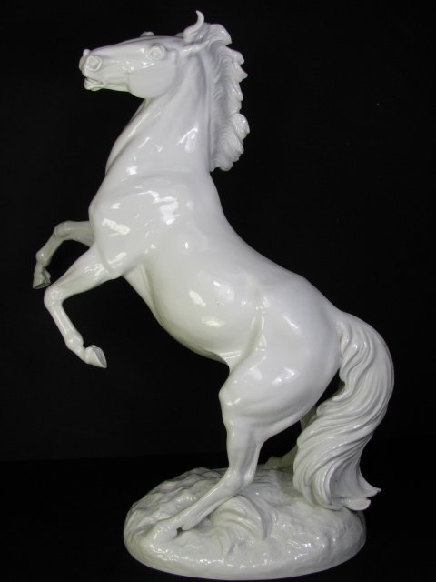 Appraisal: Large white Meissen rearing stallion by Erich Oehem Blue underglaze