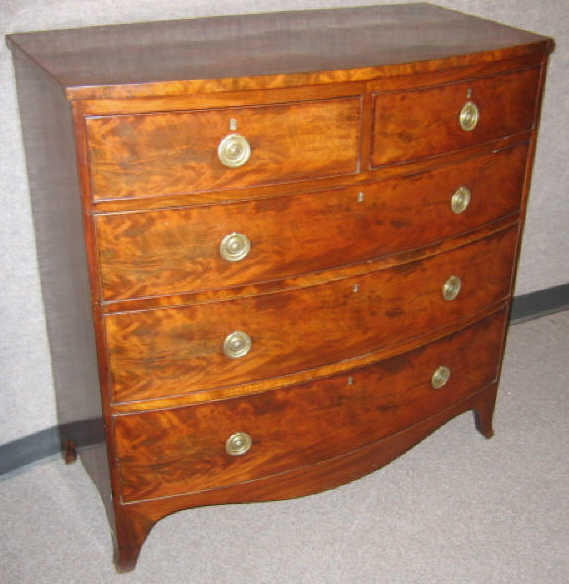 Appraisal: ENGLISH GEORGE III MAHOGANY BOW FRONT CHEST Plain top over