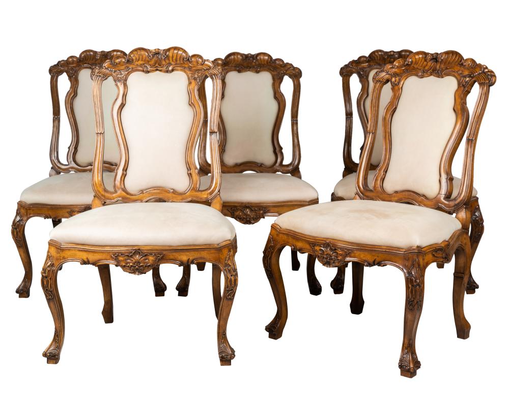 Appraisal: SIXTEEN ROCOCO-STYLE CARVED WALNUT SIDE CHAIRS th century the backs