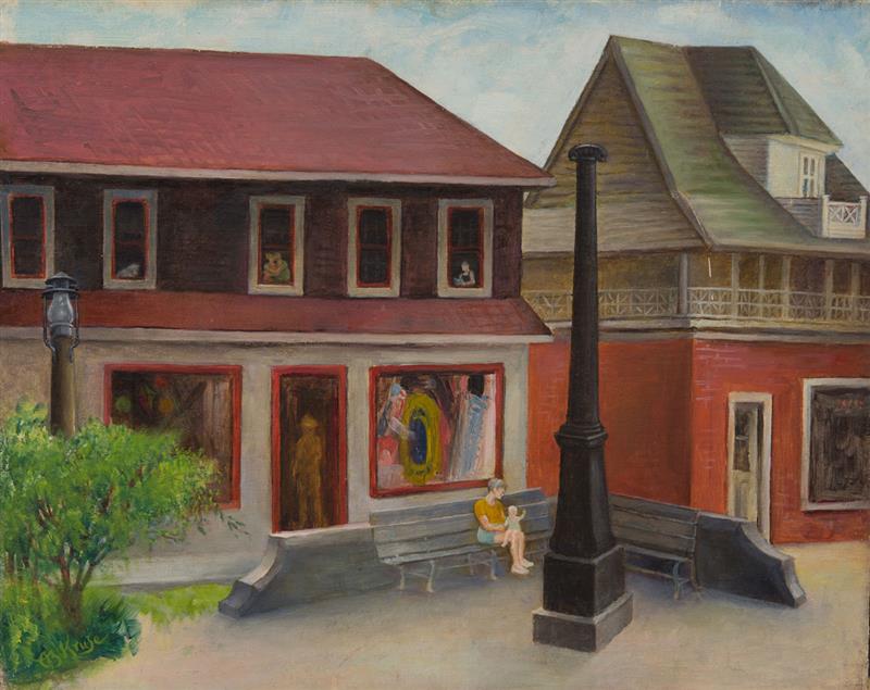 Appraisal: ALEXANDER KRUSE - FIRE ISLAND DEPARTMENT STORE Oil on canvas