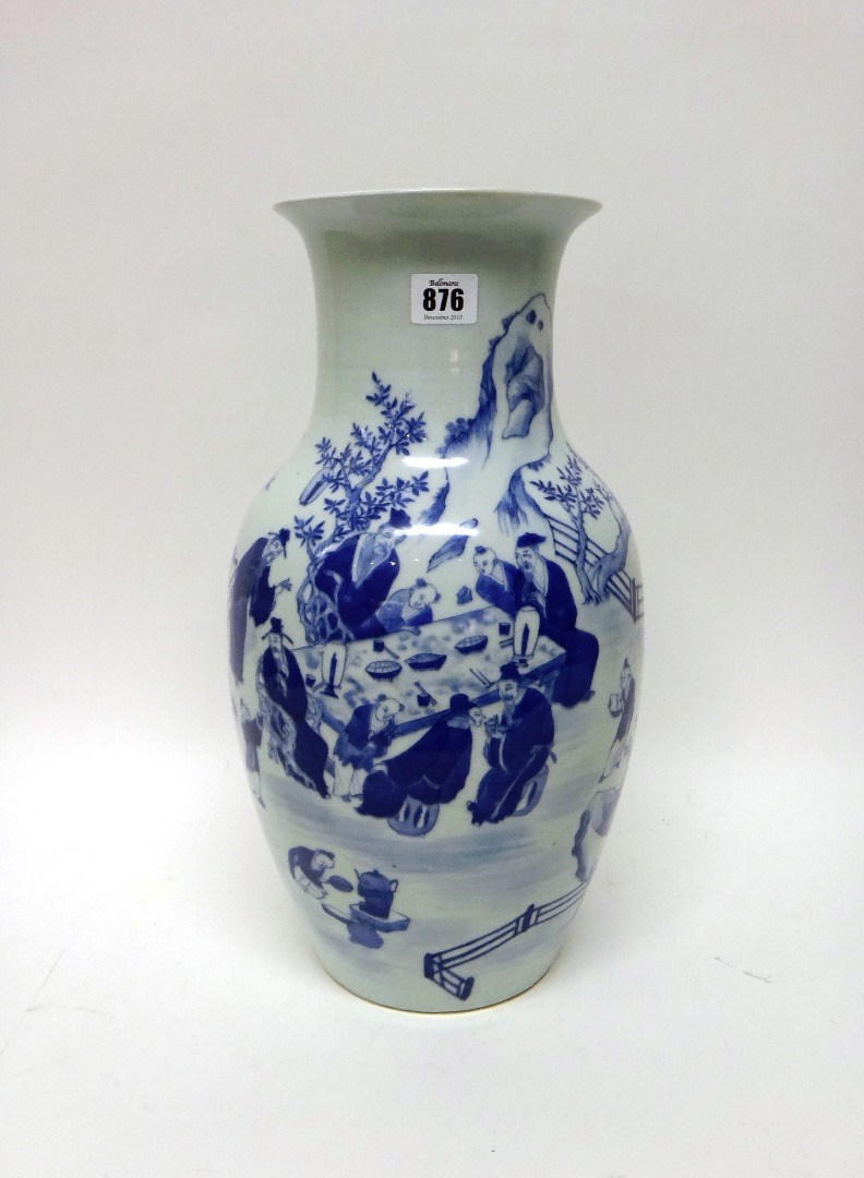 Appraisal: A Chinese blue and white baluster vase th century painted