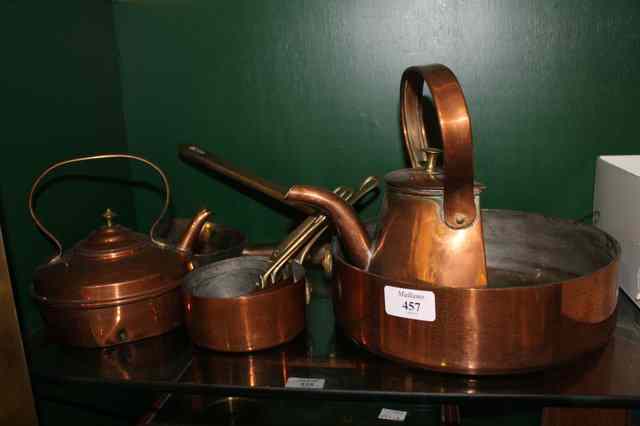 Appraisal: A SMALL COLLECTION OF REPRODUCTION COPPER WARE including a heavy