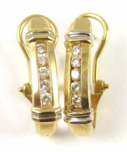 Appraisal: PAIR OF DIAMOND EARRINGS each k yellow gold with five