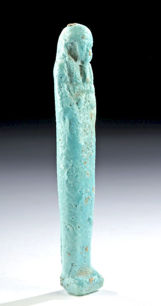 Appraisal: Egyptian Late Dynastic Faience Ushabti w Blue Glaze Egypt Late