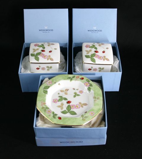 Appraisal: Two Wedgwood bone china trinket boxes and a pin dish