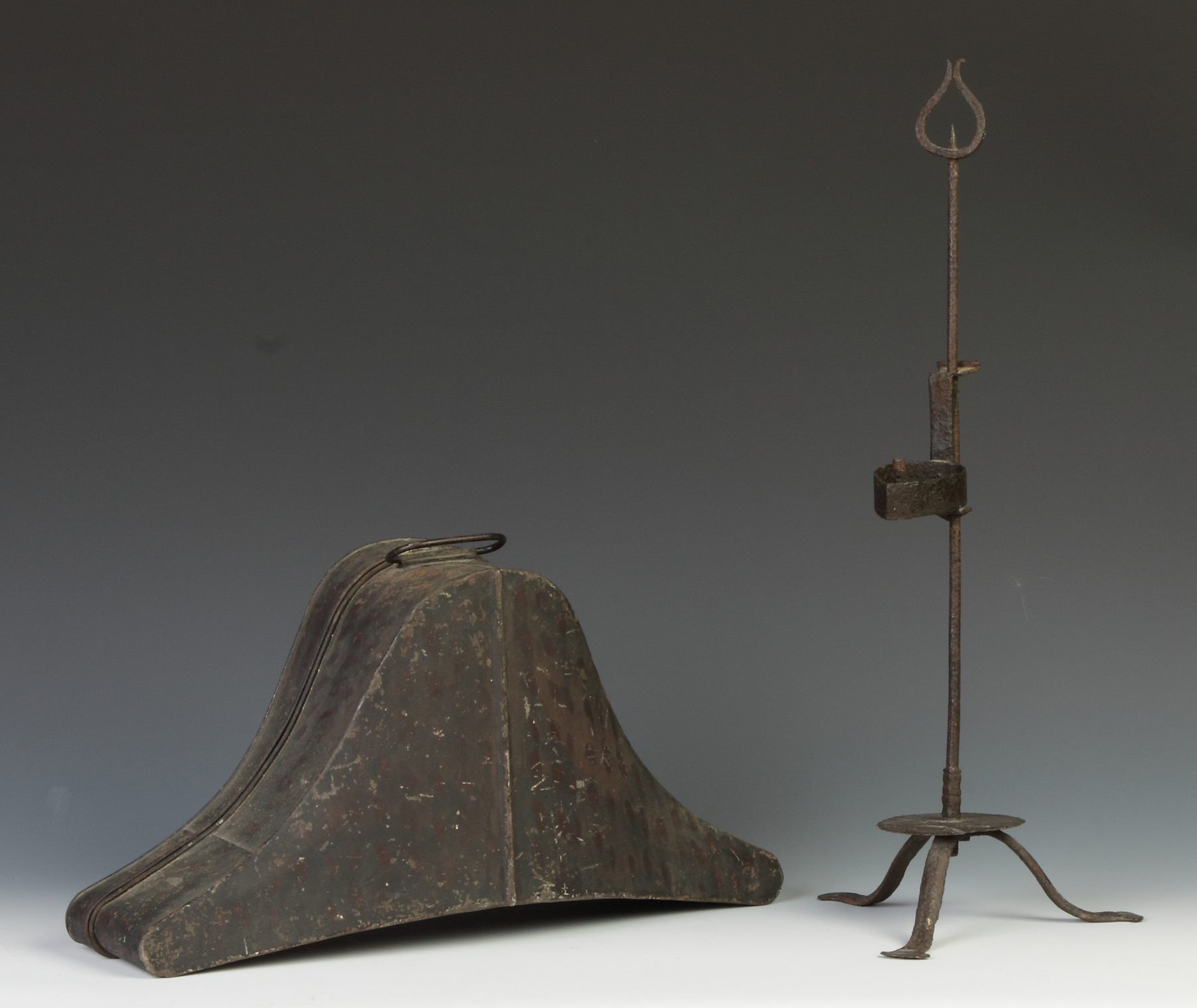 Appraisal: Wrought Iron Adjustable Betty Lamp Early th cent