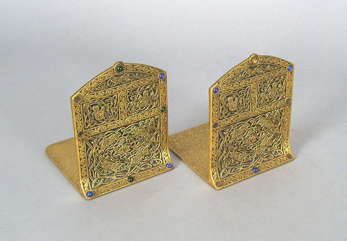 Appraisal: Pair Tiffany Studios brass bookends h x w