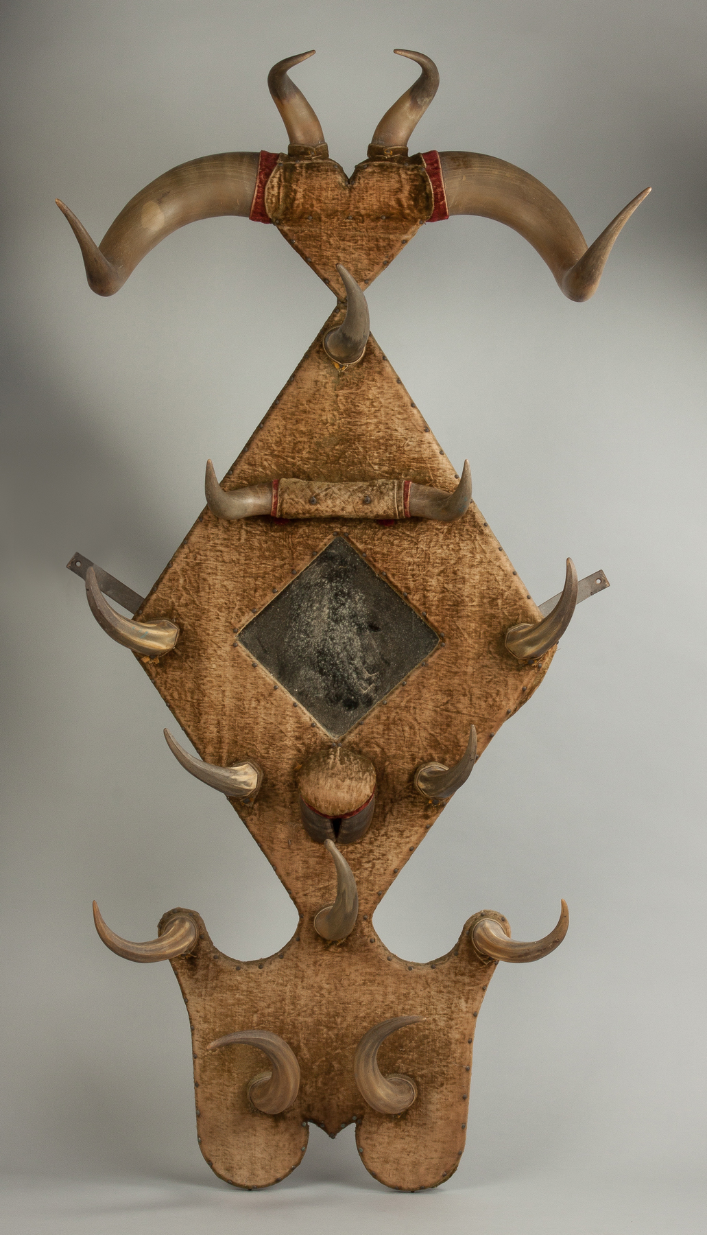 Appraisal: Unusual Horn Wood Hall Piece With cloth covering