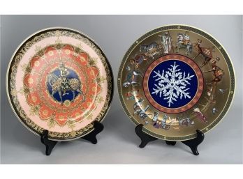 Appraisal: Two holiday display plates depicting kings Cort ge de Noel