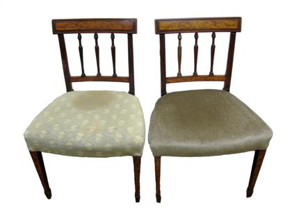 Appraisal: Pair of Regency mahogany and marquetry side chairs th century