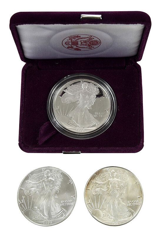 Appraisal: American Silver Eagles proof business strikes through some duplicates -