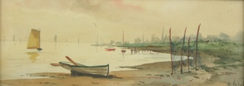 Appraisal: H Amie Continental th th Century Neopolitan shoreline Watercolor on